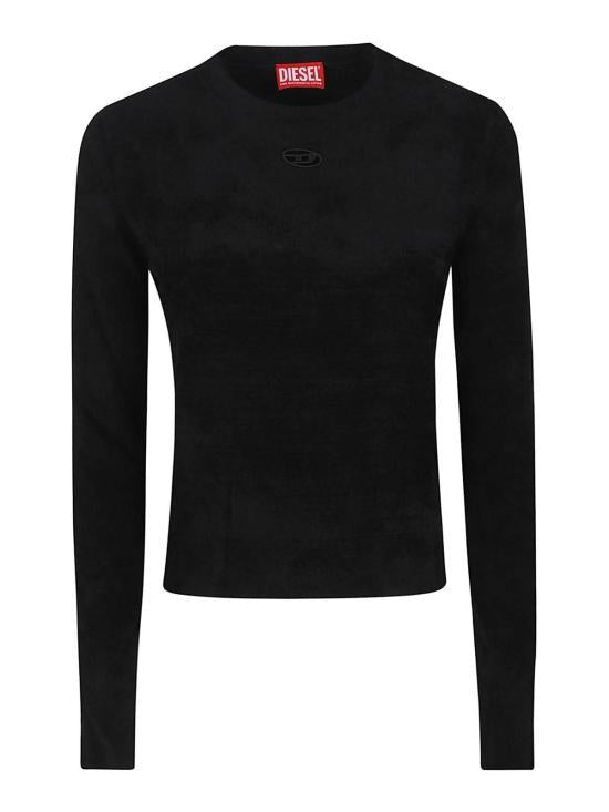 DIESEL Logo Embroidered Round Neck Knit Top Black A194840IKBZ9XX DOM