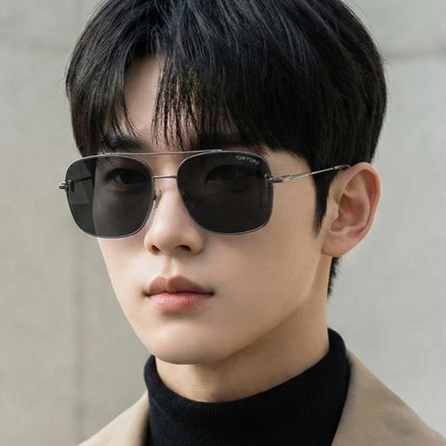 TOM FORD Metal Double Bridge Oversized Aviator Sunglasses Asian Fit TF1144K 08A
