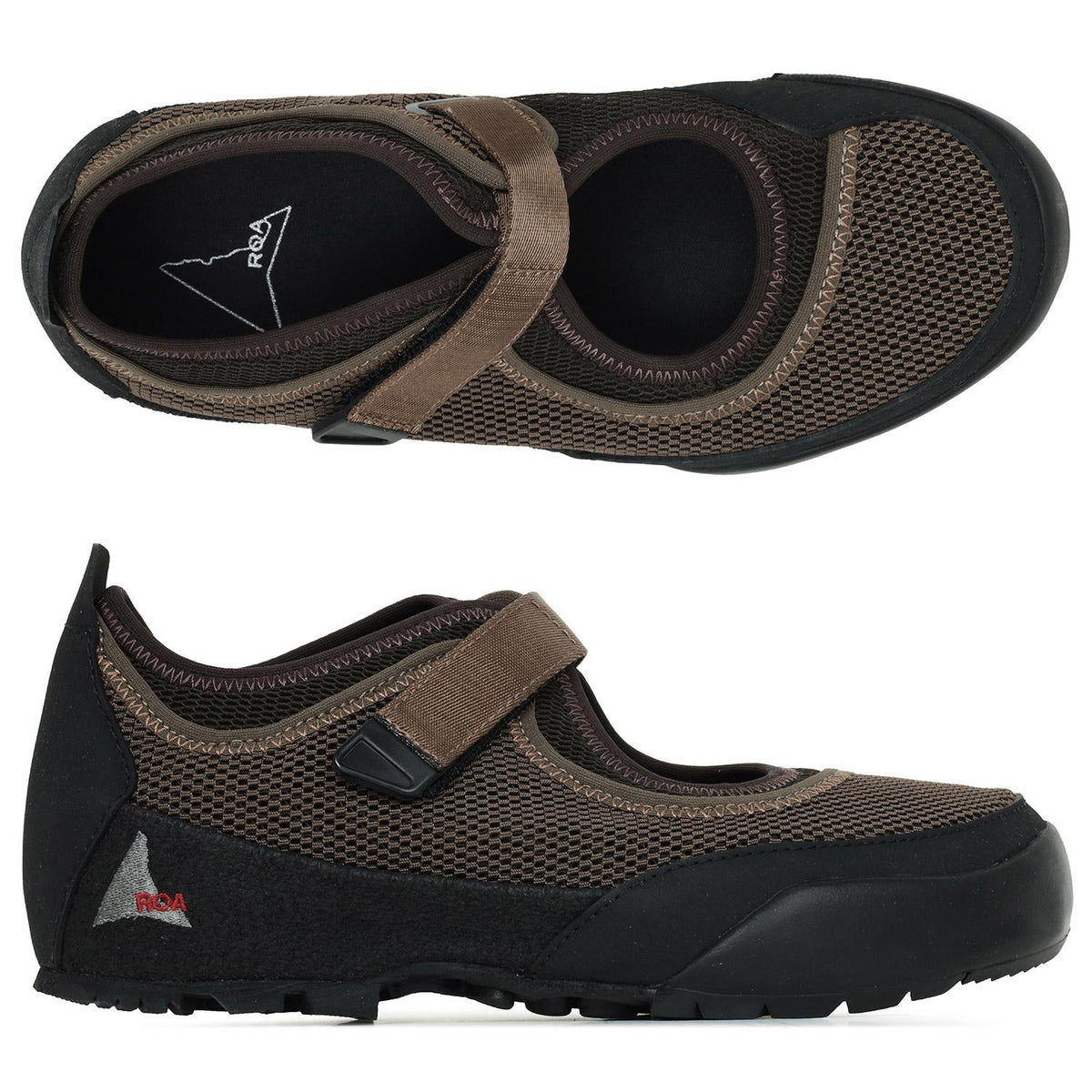 ROA Brown Black Loie Strap Low-Top Sneakers
