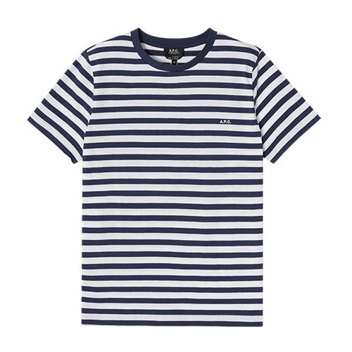 A.P.C. Logo Stripe Short Sleeve Unisex T-Shirt M26419 IAK DARK NAVY