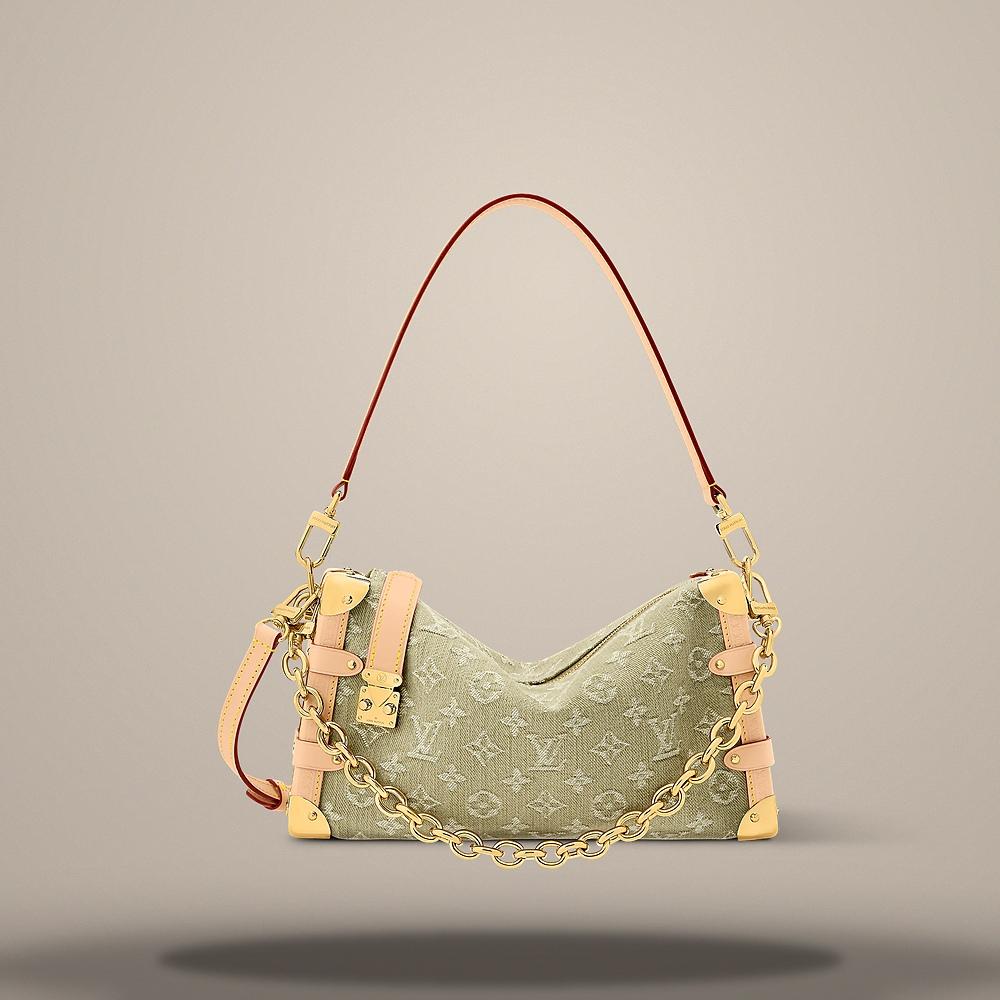 Louis Vuitton Side Trunk MM East West Khaki Denim Shoulder Bag M27451