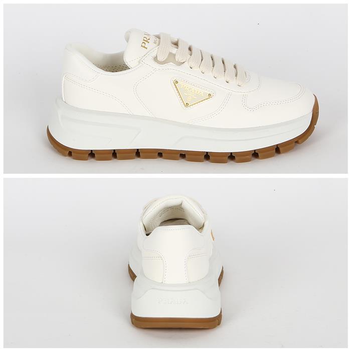 PRADA Leather Low-Top Sneakers White