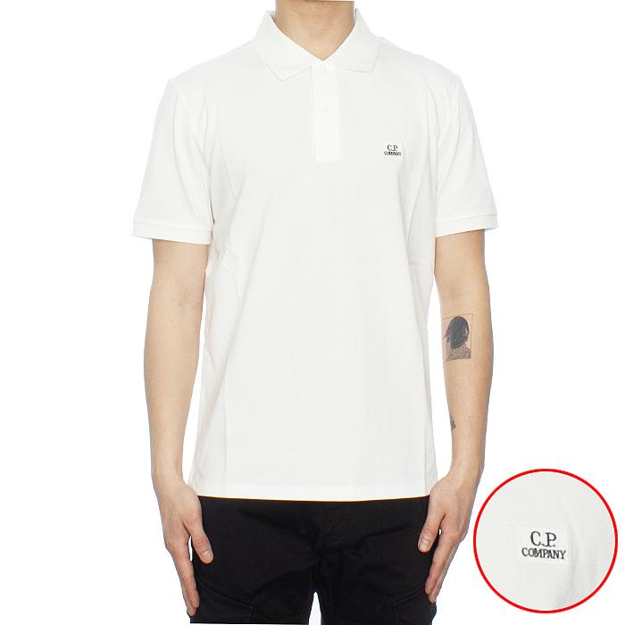 CP Company Logo Polo Collar T-Shirt White Cotton Mens
