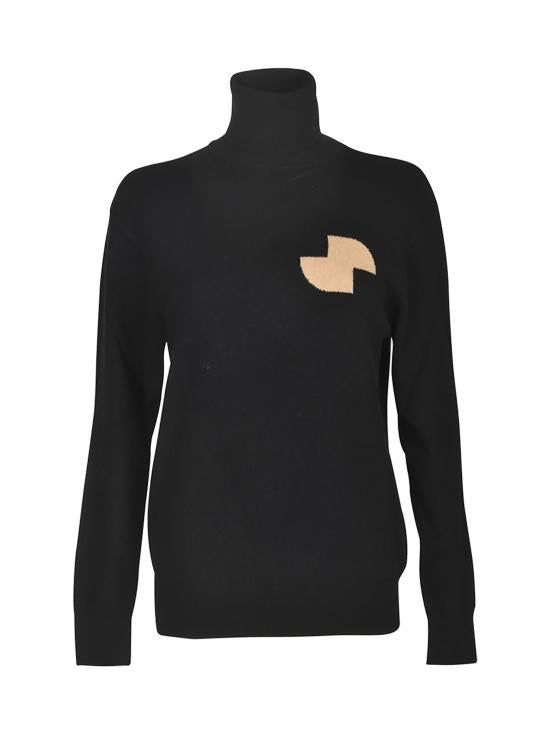 PATOU Black Turtleneck Knit Sweater KN1838041999B