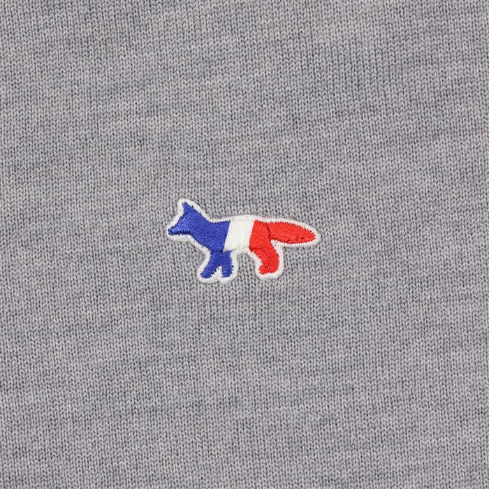 Maison Kitsune Tricolor Fox Patch Unisex Crewneck Knit Sweater