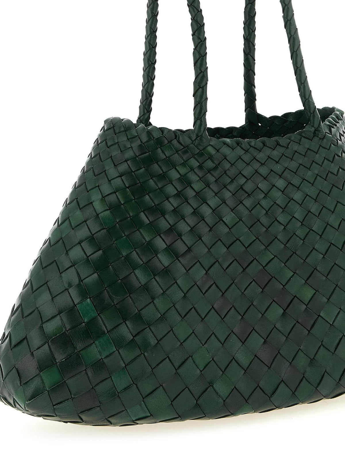 Dragon Diffusion Woven Leather Shoulder Bag Forest Green