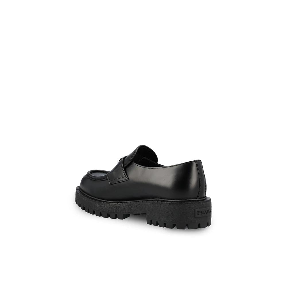 PRADA Triangle Logo Black Leather Loafers Men’s 2DE151 G001 B4L F0002