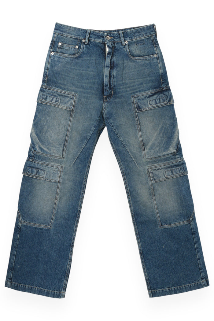 Rick Owens Washed Indigo Denim Double Cargo Jeans DU01E3361 DWB 06