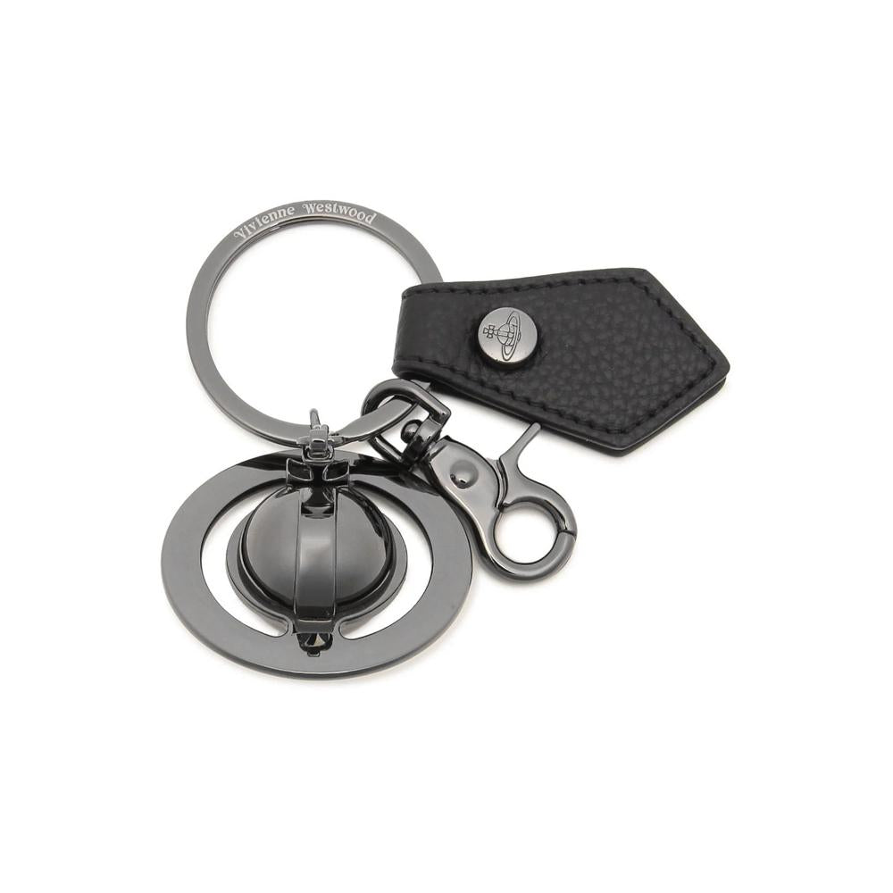 Vivienne Westwood Gunmetal 3D Orb Keyring Black Accessory