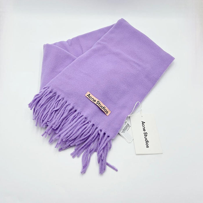 Acne Studios Canada Narrow Fringe Wool Scarf Bright Purple