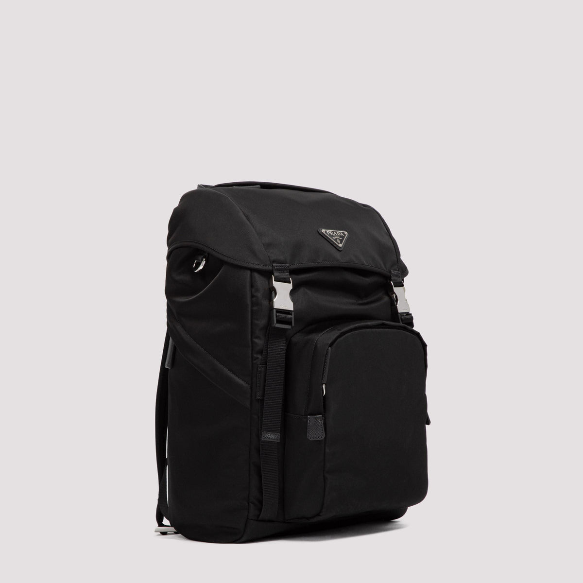 PRADA Black Nylon Leather Backpack