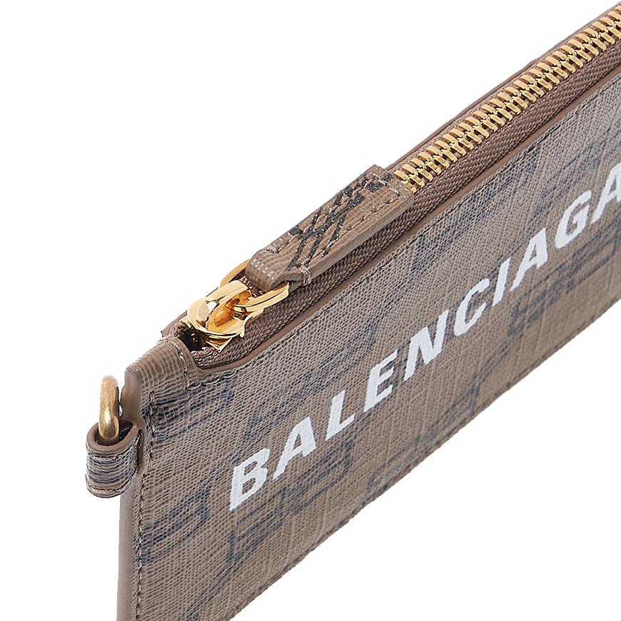 BALENCIAGA Men’s Leather Keyring Card Case Green Cardholder Wallet