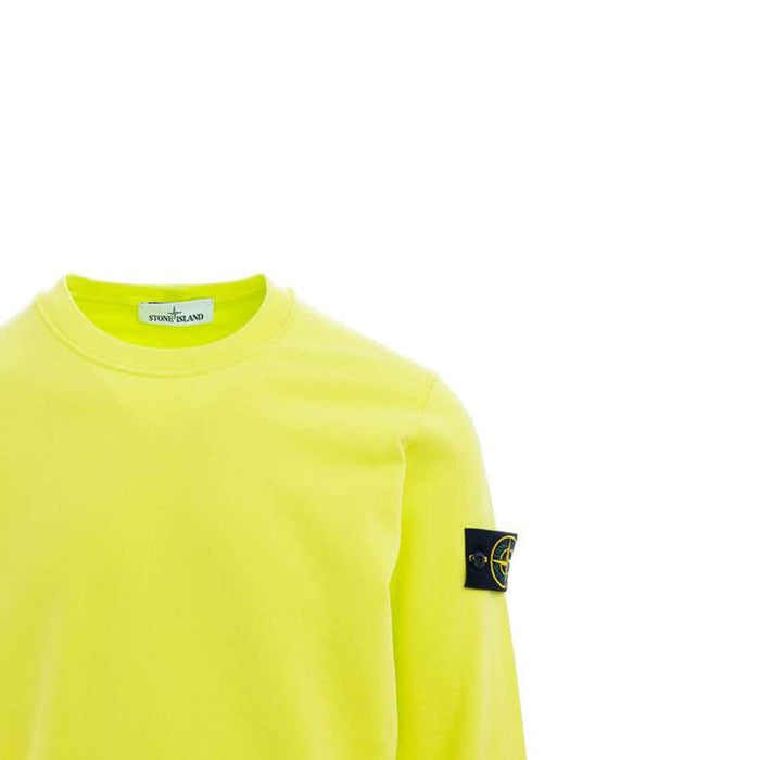 STONE ISLAND Neon Green Woven Patch Crewneck Sweatshirt for Men