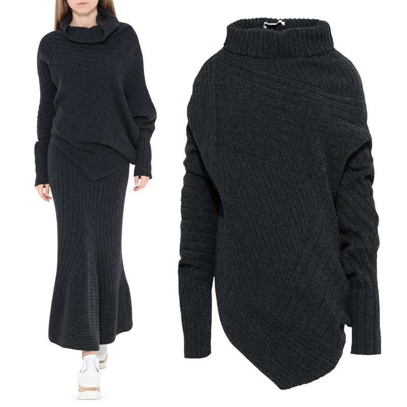 Stella McCartney Women's Asymmetric Knit Turtleneck Sweater 470684 1100