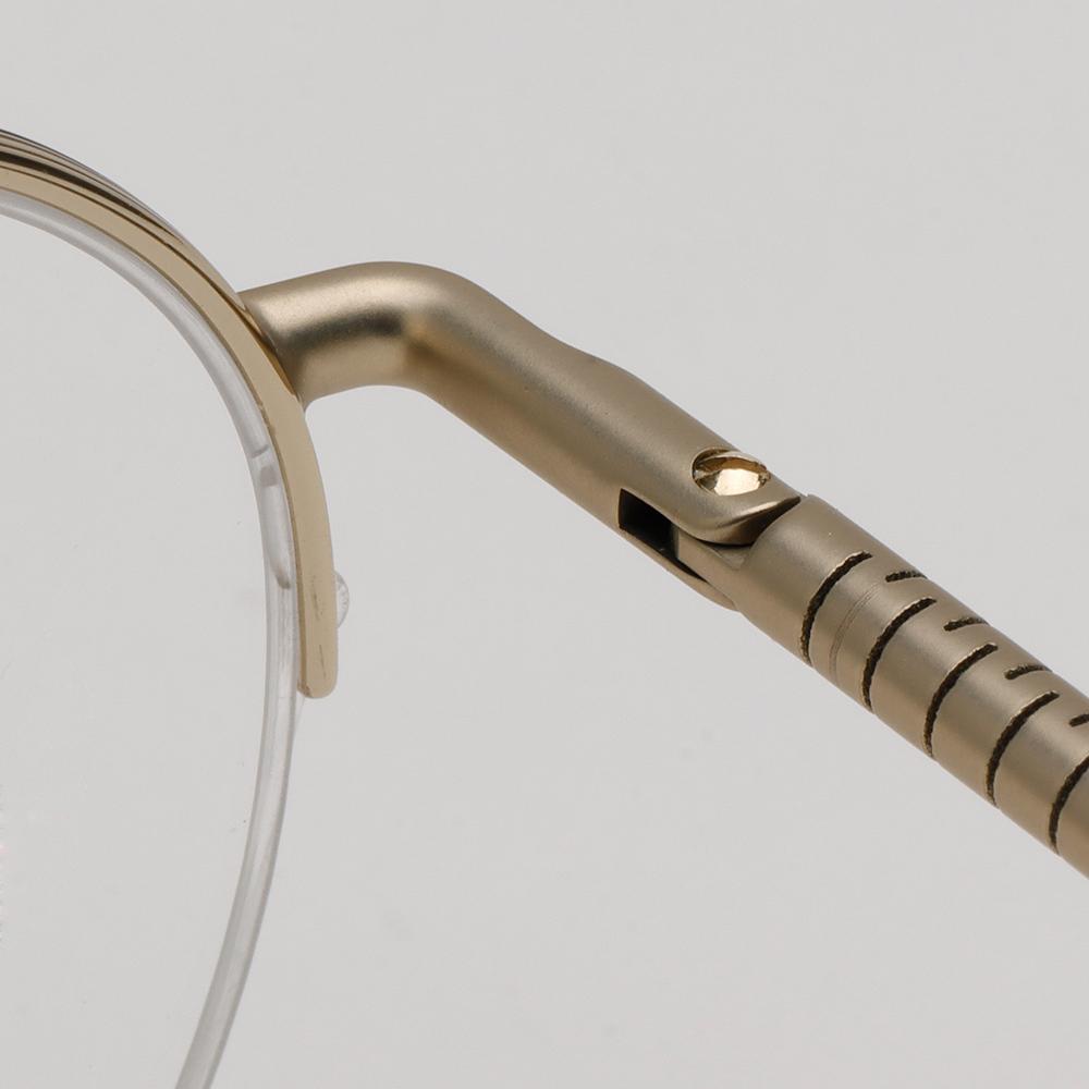 HUGO BOSS Titanium Semi-Rimless Round Eyeglass Frames Gold Stainles BOSS1448 J5G