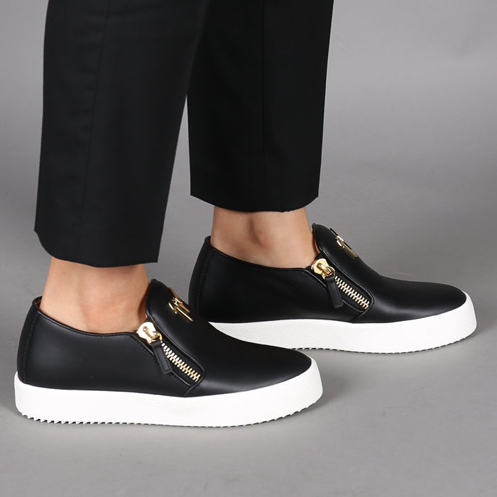 Giuseppe Zanotti Black Leather May London Slip-On Sneakers