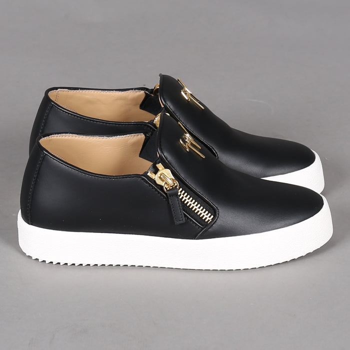 Giuseppe Zanotti Black Leather May London Slip-On Sneakers