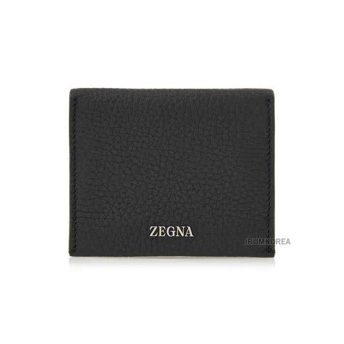 Zegna Men’s Logo Leather Card Holder Wallet LHCVM E1787Z NER