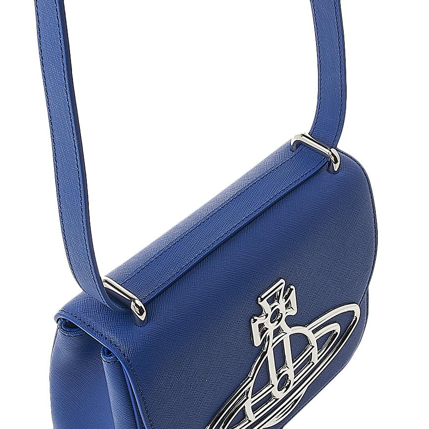 Vivienne Westwood Saffiano Linda Crossbody Bag Navy Leather