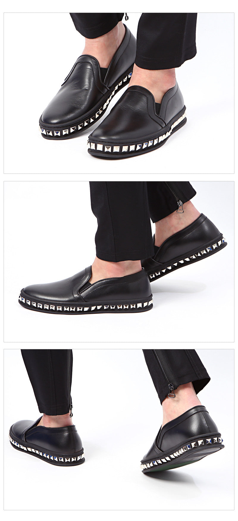 Louis Leeman Men's Adonis Studded Sole Slip-On Sneakers LL603T NENAR