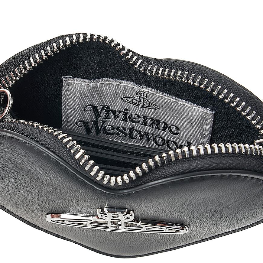 Vivienne Westwood Nappa Thin Line Heart Wristlet Clutch Black