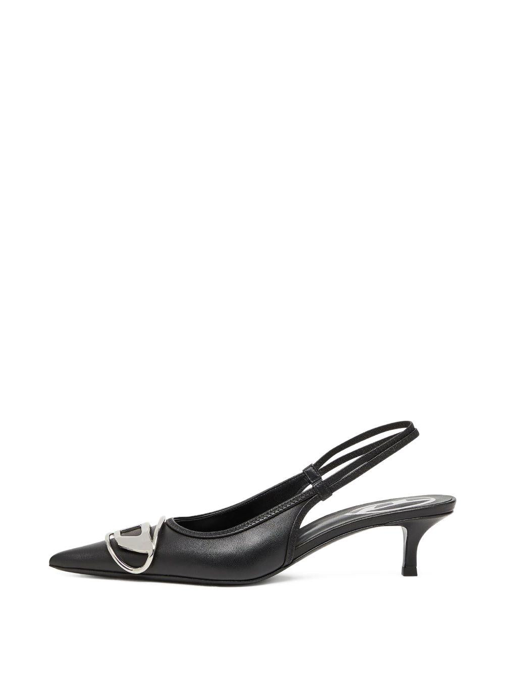 DIESEL Black Leather Slingback Pumps