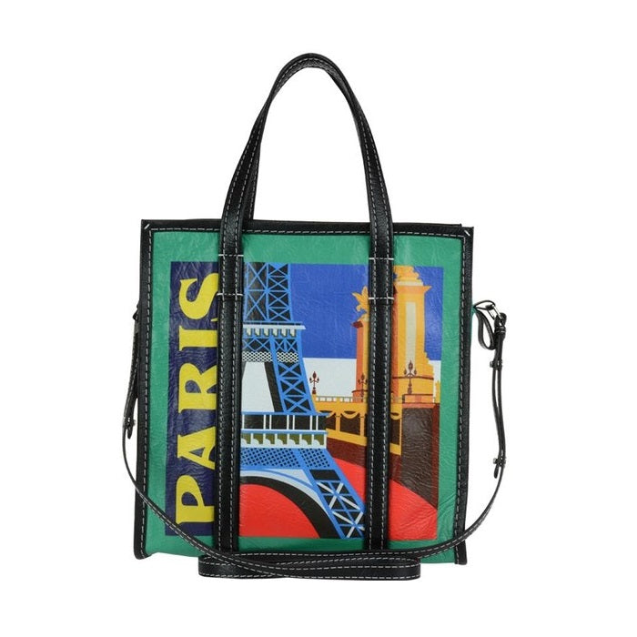 BALENCIAGA Bazar Paris Tote Bag Green Leather Tote