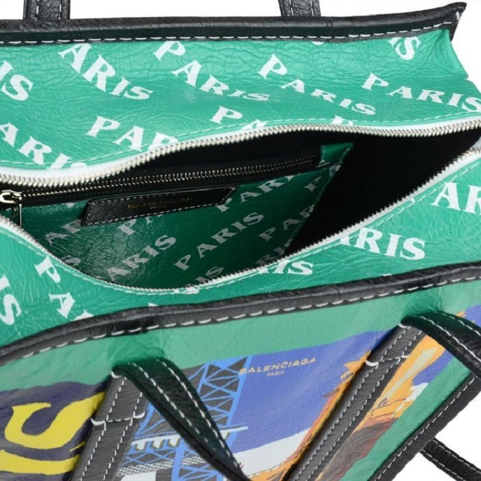 BALENCIAGA Bazar Paris Tote Bag Green Leather Tote