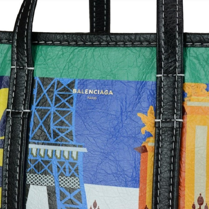 BALENCIAGA Bazar Paris Tote Bag Green Leather Tote