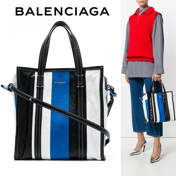 BALENCIAGA Bazar Stripe Tote Bag 443096 DE9BN 6460