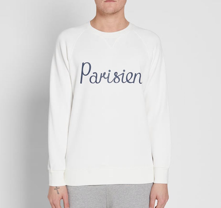 Maison Kitsune Parisien Logo Latte Men's Sweatshirt AM00301AT1503