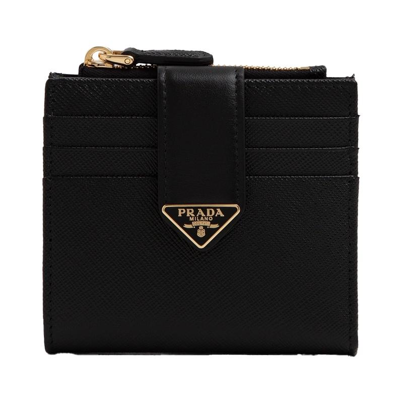 PRADA Saffiano Leather Compact Wallet Black