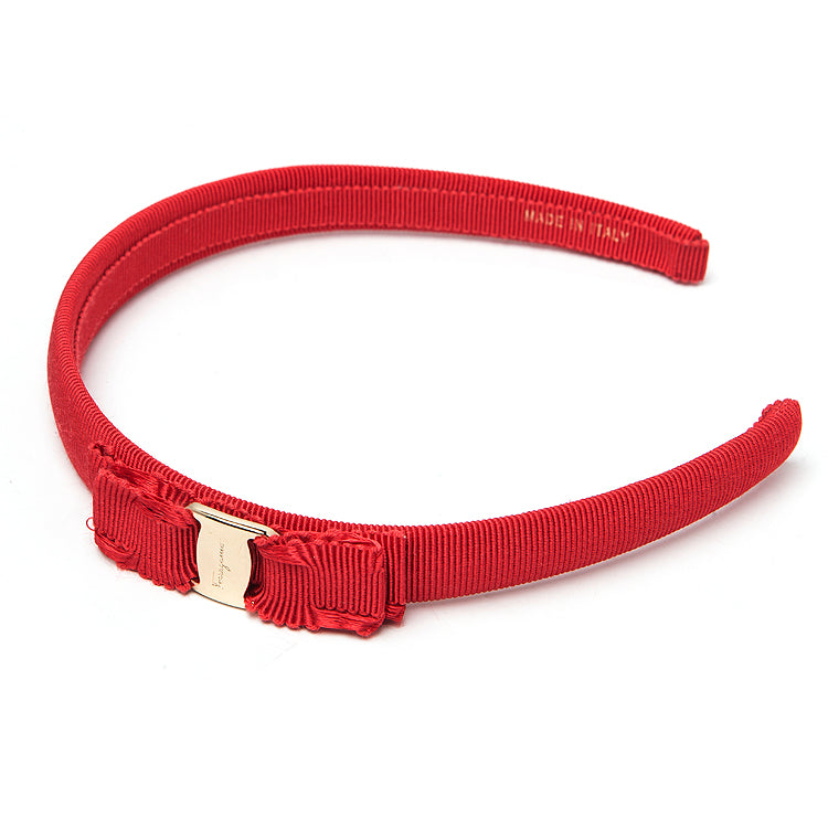 Ferragamo Black Satin Headband FH 25 57301 Light Red