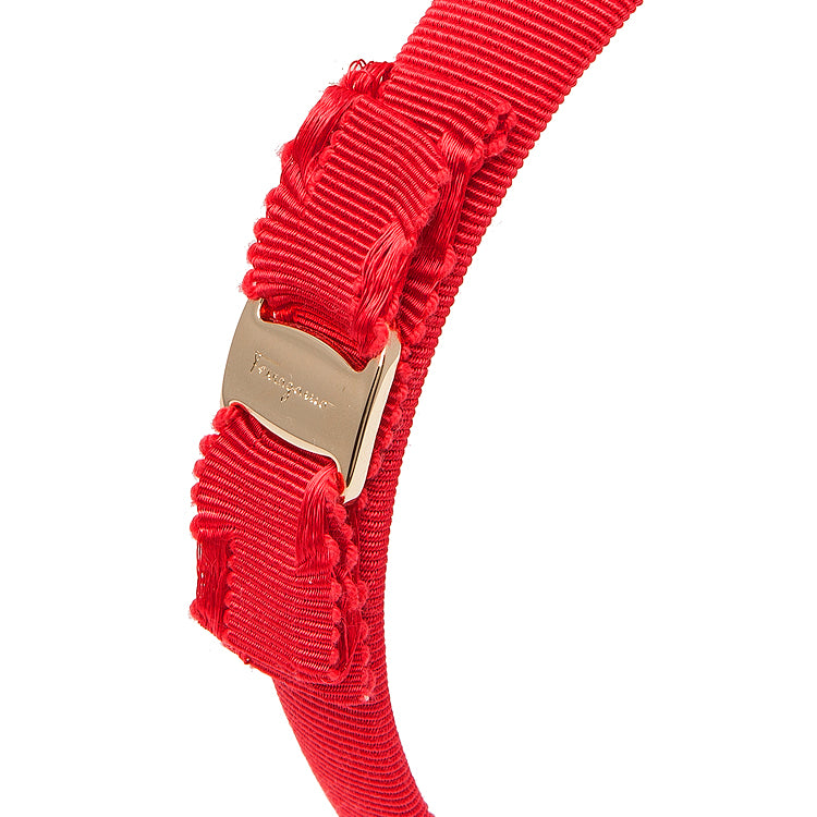 Ferragamo Black Satin Headband FH 25 57301 Light Red