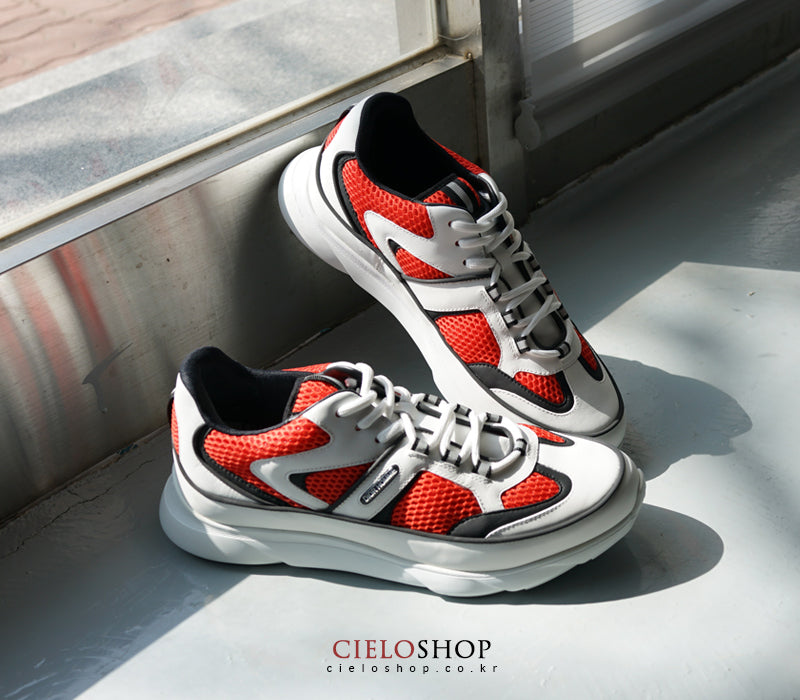 DIOR Homme Red Knit Low Top Sneakers 3SN227XZS 063