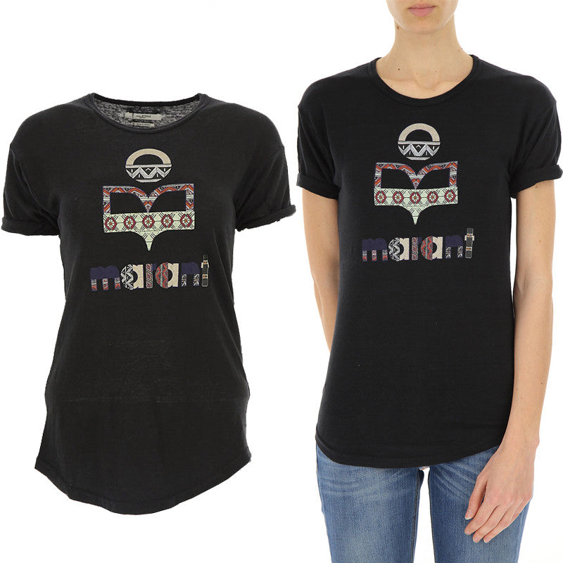 Isabel Marant Women's Cotton Crewneck Graphic T-Shirt 0299 065E 01BK