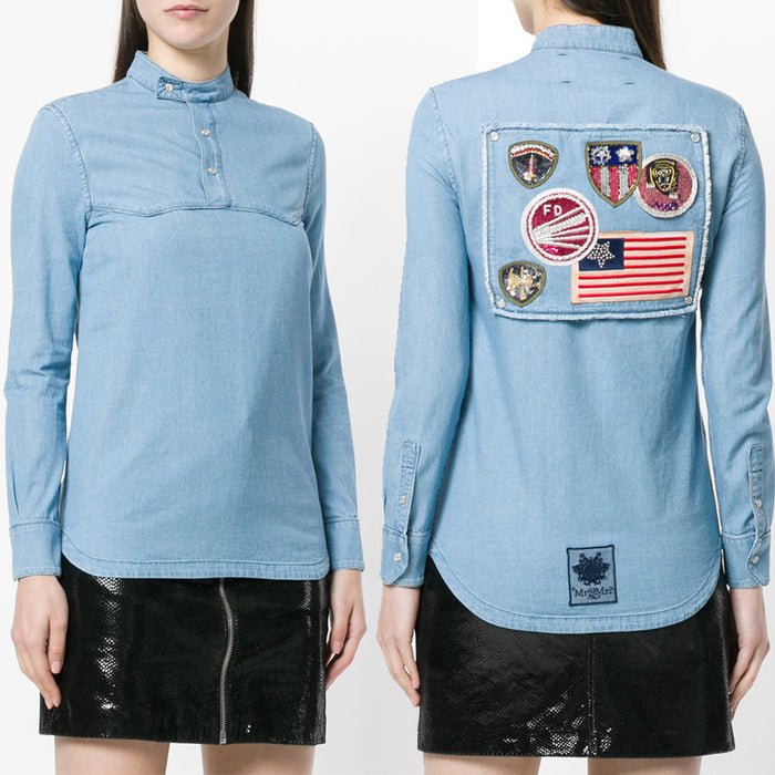 Mr & Mrs Adonis Women's Band Collar Shirt SH063E 5291
