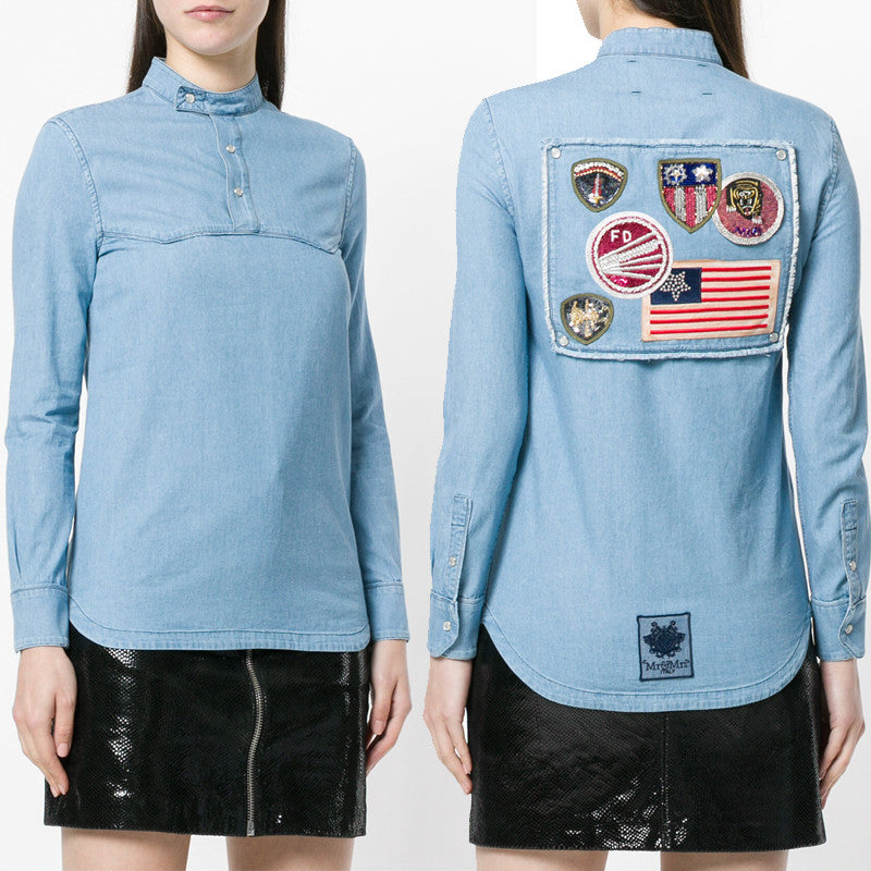 Mr & Mrs Adonis Women's Band Collar Shirt SH063E 5291
