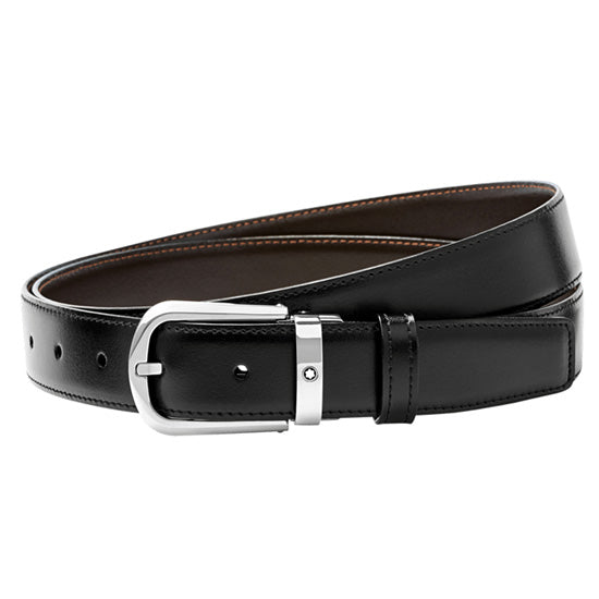 Montblanc Curved Horseshoe Shiny Steel Pin Buckle Belt