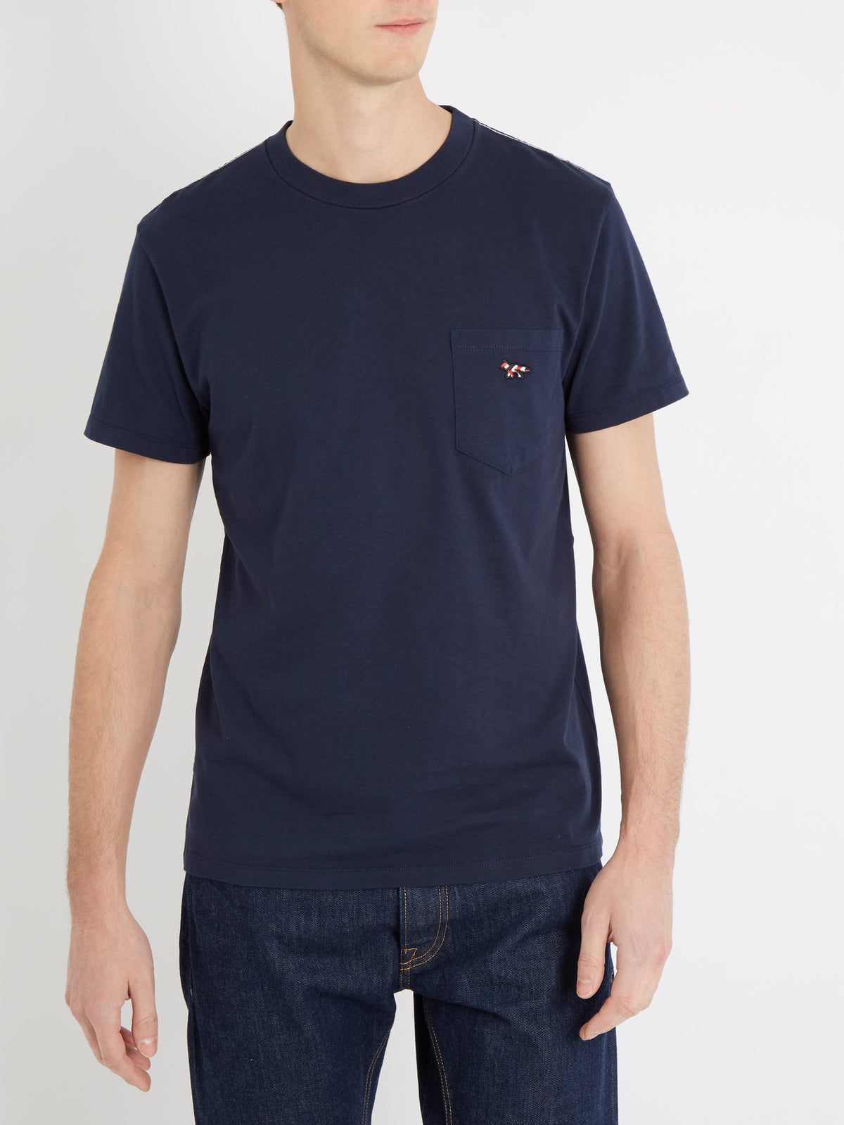 Maison Kitsune Men's Fox Patch Pocket T-Shirt Navy AM00114AT1515