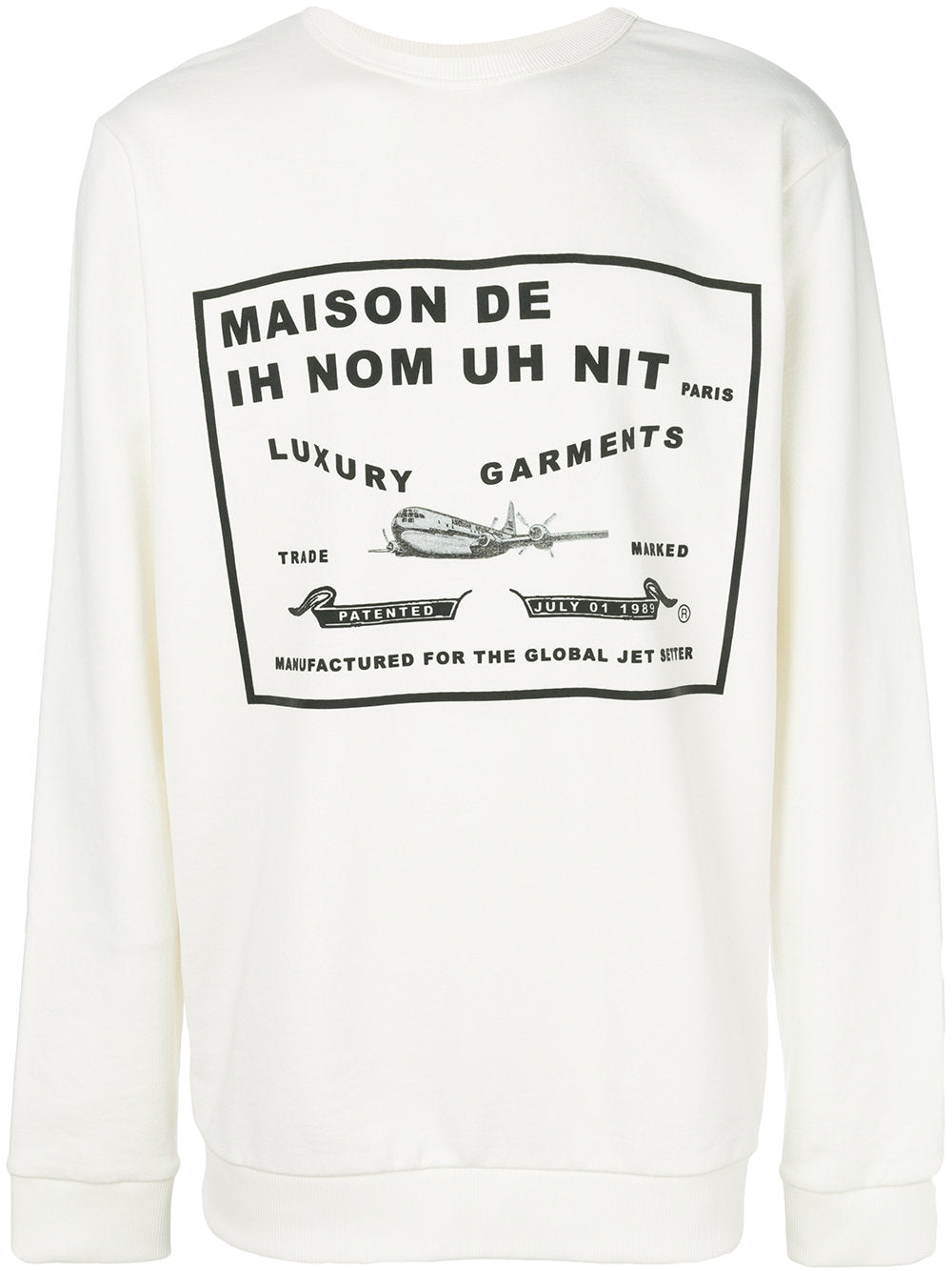 IH NOM UH NIT Men's White Logo Print Crewneck Sweatshirt NUS18431