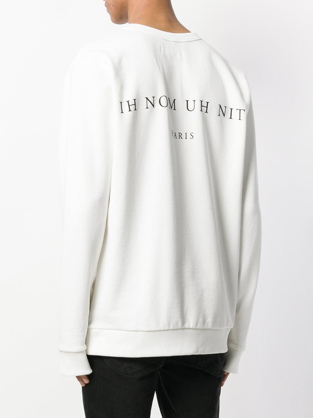 IH NOM UH NIT Men's White Logo Print Crewneck Sweatshirt NUS18431