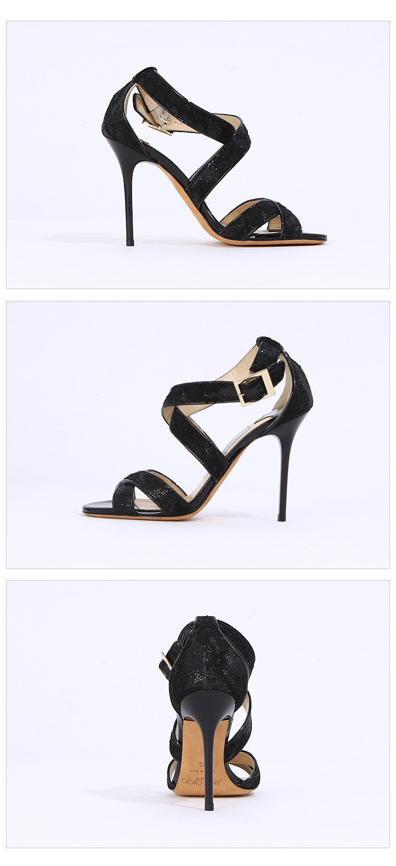 Jimmy Choo Women's Black Glitter Sandals LOTTIE LGC