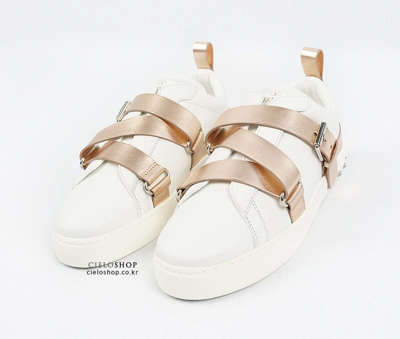 VALENTINO V Punk Rose Gold Strap Women's Low Top Sneakers PW2S0D11 GKW 833