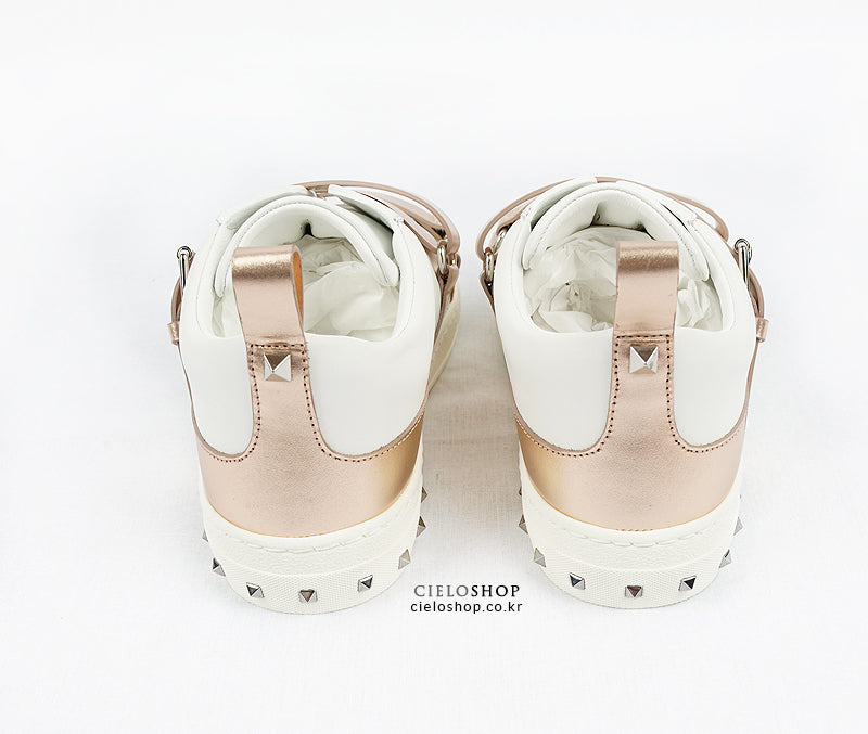 VALENTINO V Punk Rose Gold Strap Women's Low Top Sneakers PW2S0D11 GKW 833