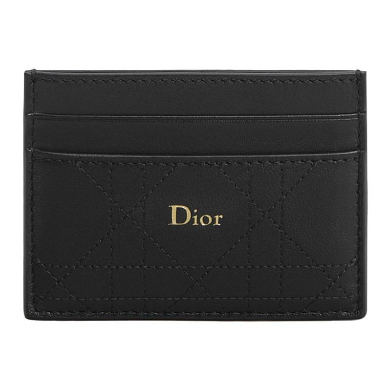 DIOR Trianon Freesia Black Leather Card Holder