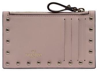 VALENTINO Rockstud Leather Card Holder QW1P0548BOL PW2P0548BOL
