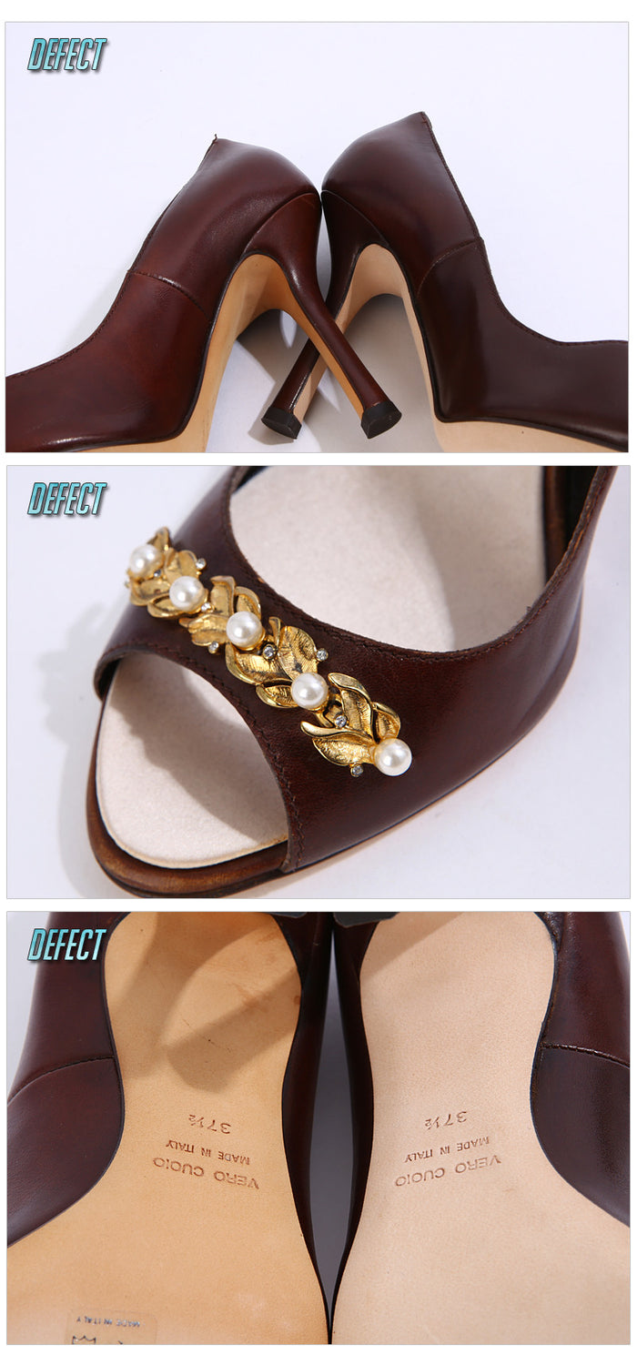 Dsquared2 Dark Brown Pearl-Embellished Pumps