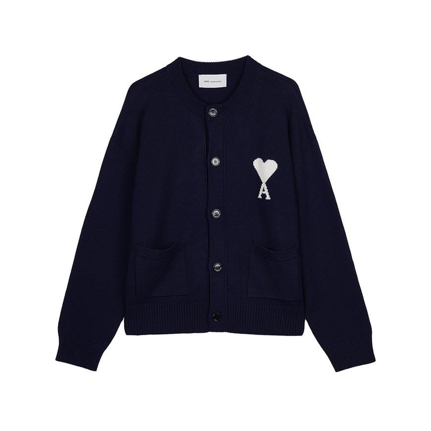 AMI Unisex Ami de Coeur Cardigan Ivory Knit