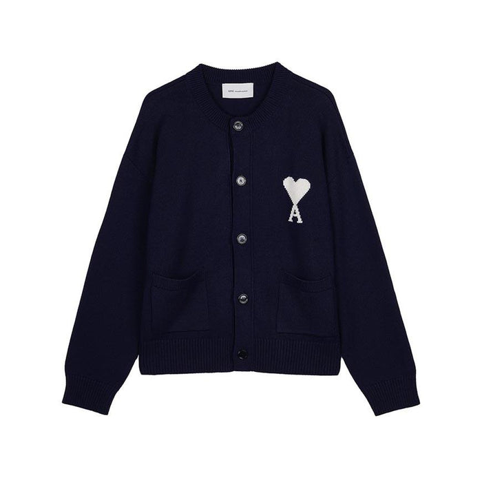 AMI Unisex Ami de Coeur Cardigan Ivory Knit